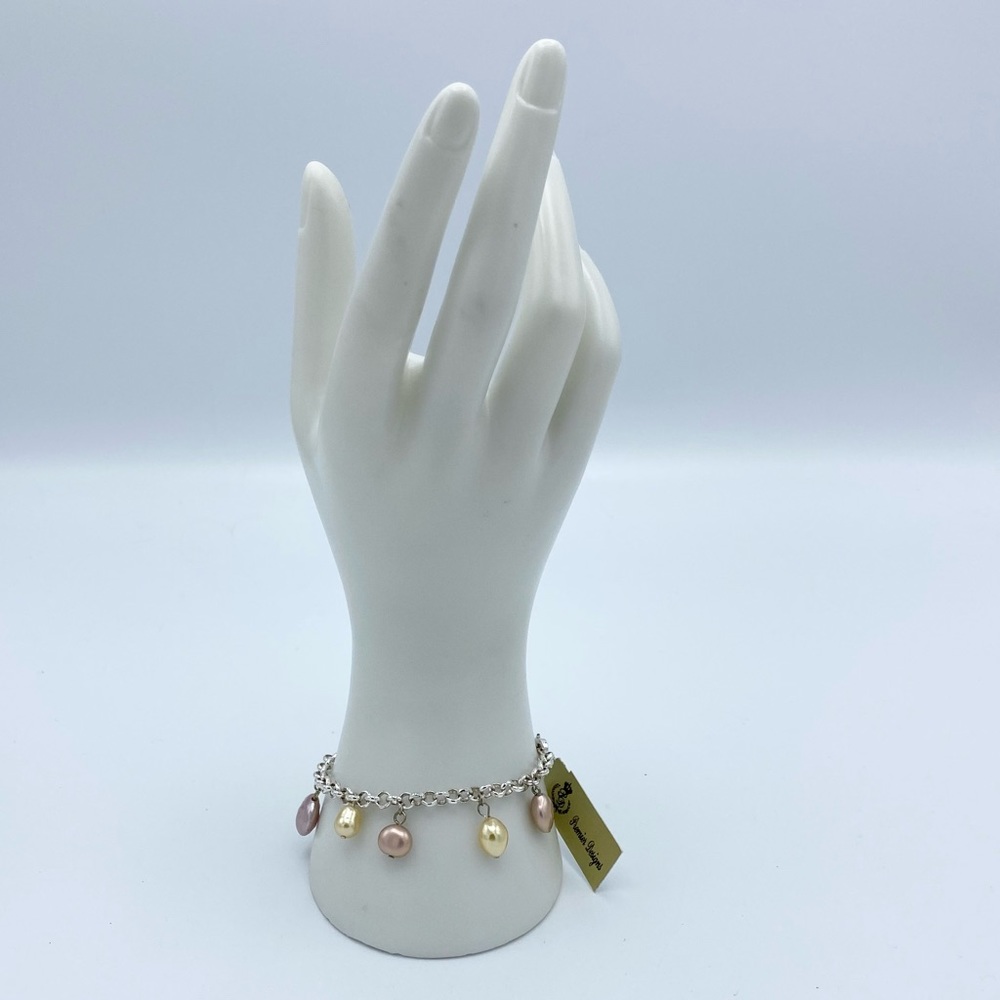 NEW Premier Designs Alyssa Pastel Faux Pearl Silver Plated Chain Bracelet